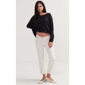Hatch Under Belly Straight Leg Maternity Jean Vanilla White SZ 26 Free People